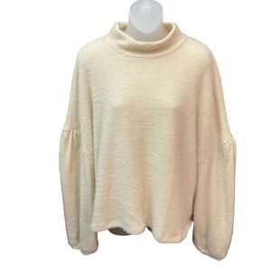 Sanctuary Sweater Funnel Neck Drop Shoulder Tan Balloon Sleeves Women 1X